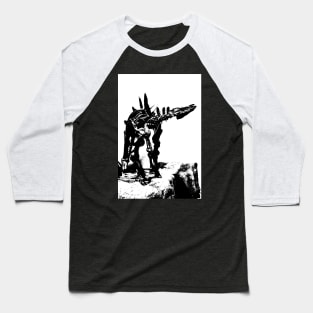 Black and White Stegosaurus Baseball T-Shirt